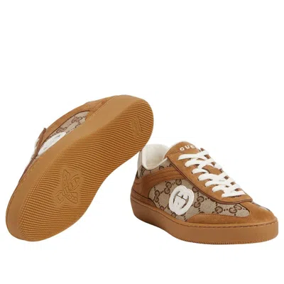 Gucci Brown G75 Sneaker In Suede And Gg Fabric Women In Brown