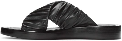 3.1 Phillip Lim Nagano Ruched Leather Flat Slide Sandal In Black | ModeSens