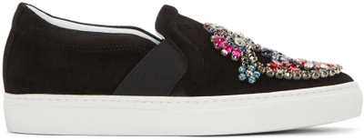 Lanvin Black Embellished Slip-on Sneakers