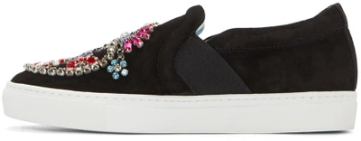 Shop Lanvin Black Embellished Slip-on Sneakers