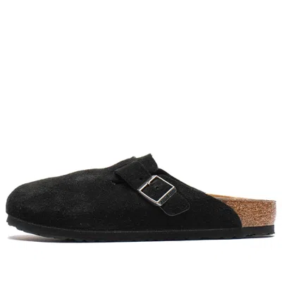 Birkenstock Boston Slipper-mule In Black Suede
