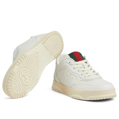Gucci Men Re-web Leather Sneakers In White