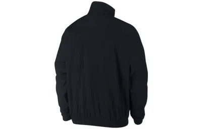 Nike Men's  Lab Track Stand Collar Solid Color Logo Casual Jacket Black