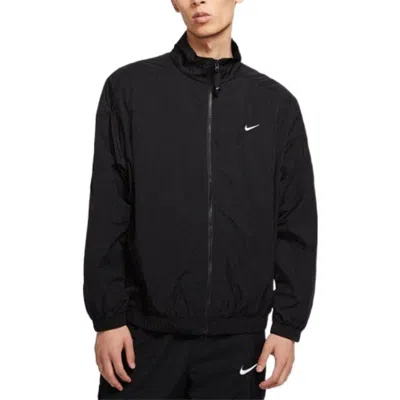 Nike Men's  Lab Track Stand Collar Solid Color Logo Casual Jacket Black