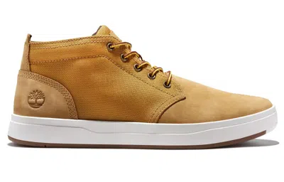 Timberland Davis Square Chukka Leather And Fabric Boots 'wheat' In Multi