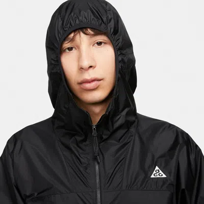 Nike Acg Cinder Cone Logo-embroidered Nylon Hooded Jacket In Black