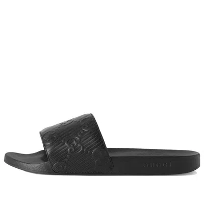 Gucci Pursuit Logo-embossed Leather Sandals In Black