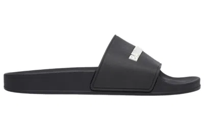 Balenciaga Logo Rubber Slide Sandals In Black