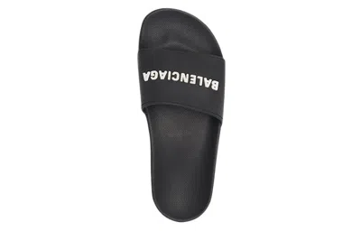 Balenciaga Logo Rubber Slide Sandals In Black
