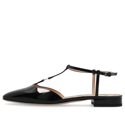 Gucci Marmont Patent Leather Ballerina Flats In Black