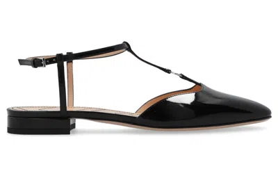 Gucci Marmont Patent Leather Ballerina Flats In Black