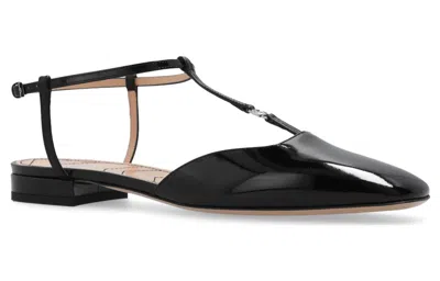 Gucci Marmont Patent Leather Ballerina Flats In Black