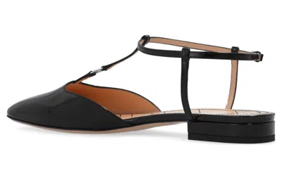 Gucci Marmont Patent Leather Ballerina Flats In Black