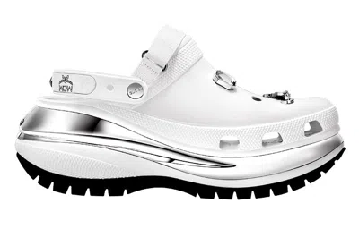 Crocs X Mcm Mega Crush Clogs 'white Silver' In Metallic
