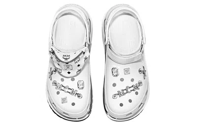Crocs X Mcm Mega Crush Clogs 'white Silver' In Metallic