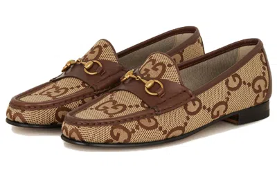 Gucci Jordaan Horsebit Gg Canvas Loafers In Printed