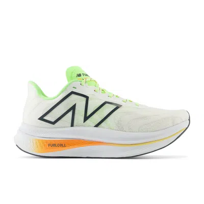 New Balance Men's Fuelcell Supercomp Trainer V2 Shoes In White/bleached Lime Glo/hot Mango