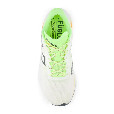 New Balance Men's Fuelcell Supercomp Trainer V2 Shoes In White/bleached Lime Glo/hot Mango