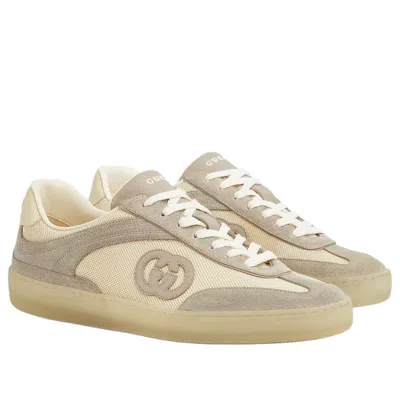 Gucci Dual-tone Mesh And Suede Sneakers In White