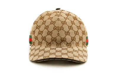 Gucci Men Beige Baseball Cap With Web Detail On The Side In Gg Canvas Man In Neutral