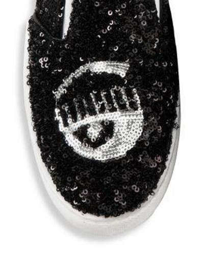 Shop Chiara Ferragni Winking Paillettes Skate Sneakers In Black-silver
