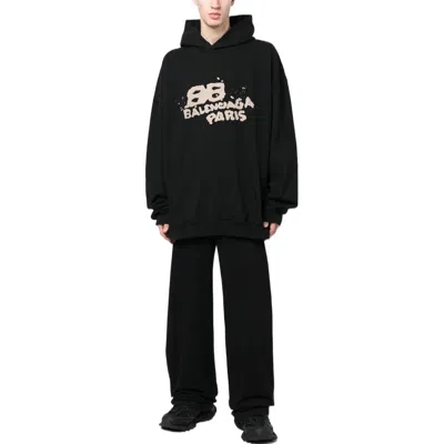 Balenciaga Hand-drawn Bb Icon Hoodie Large Fit 'black'