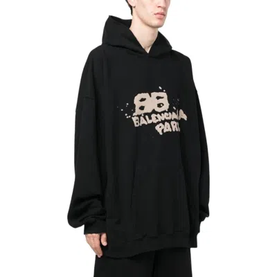 Balenciaga Hand-drawn Bb Icon Hoodie Large Fit 'black'