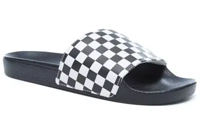 Vans La Costa Va5hf527i Slide Slippers Mens 7 Black White Checkered Nubuck Strap In Black