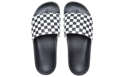 Vans La Costa Va5hf527i Slide Slippers Mens 7 Black White Checkered Nubuck Strap In Black
