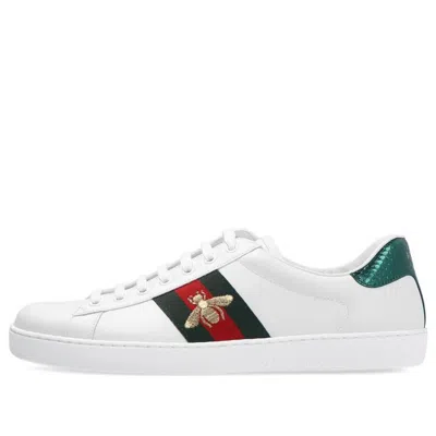 Gucci Men's New Ace Embroidered Low-top Sneakers In Bianco