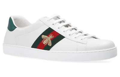 Gucci Men's New Ace Embroidered Low-top Sneakers In Bianco