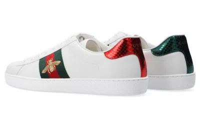 Gucci Men's New Ace Embroidered Low-top Sneakers In Bianco