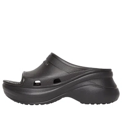 Balenciaga X Crocs Moulded-rubber Platform Slides In Black