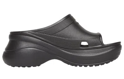 Balenciaga X Crocs Moulded-rubber Platform Slides In Black
