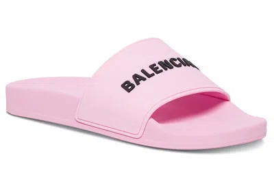 Balenciaga Raised Logo Slides In Pink