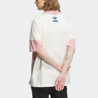 Adidas Originals X Monkey Kingdom Short Sleeve Polo Shirt 'pink White'