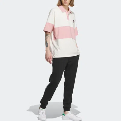 Adidas Originals X Monkey Kingdom Short Sleeve Polo Shirt 'pink White'