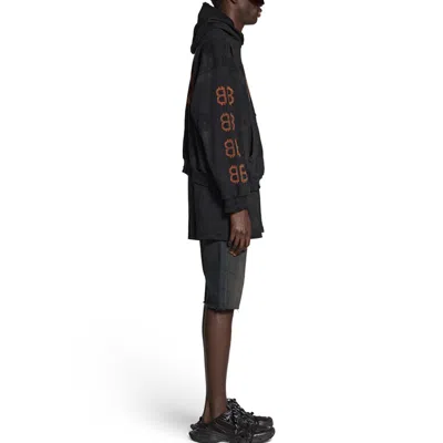 Balenciaga Crypto Cotton Jersey Hoodie In Black Faded