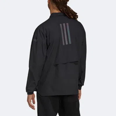 Adidas Originals Men's Adidas Terrex C Myshelter W.r Colorful Logo Stripe Printing Lapel Jacket Black