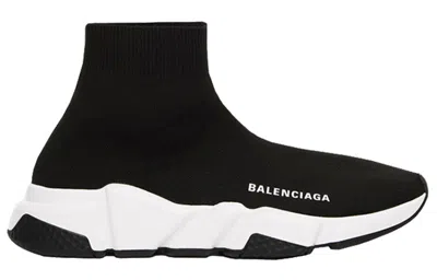 Balenciaga Womens Blk/white Women's Speed Stretch-knit Trainers Eur 36 / 3 Uk In Black