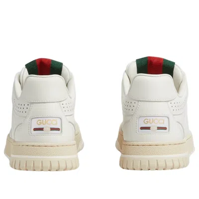 Gucci Re-web White Low Top Sneakers With Web Detail And Embossing In Leather Woman In White