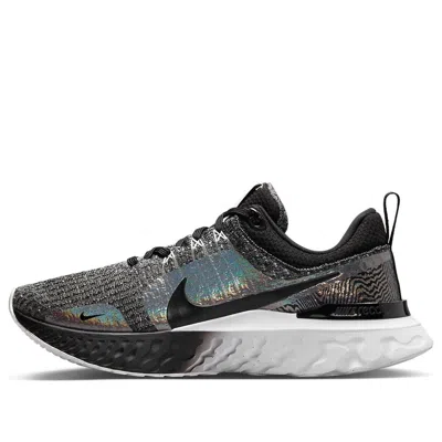 Nike (wmns)  React Infinity Run Flyknit 3 Premium 'black Zebra Iridescent' In Gray