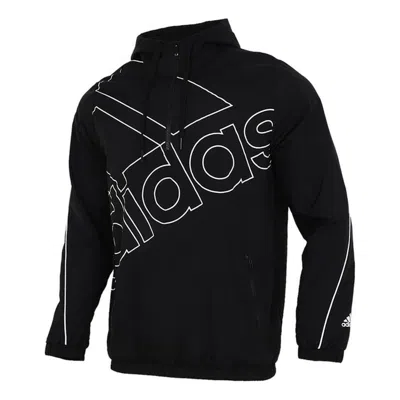 Adidas Originals Adidas M Favs Q1 Wb Large Logo Printing Sports Hooded Jacket Black