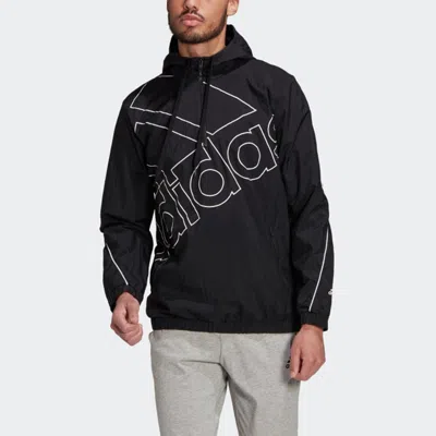 Adidas Originals Adidas M Favs Q1 Wb Large Logo Printing Sports Hooded Jacket Black
