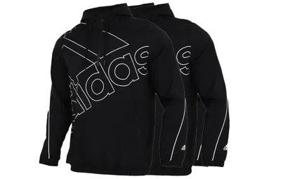 Adidas Originals Adidas M Favs Q1 Wb Large Logo Printing Sports Hooded Jacket Black