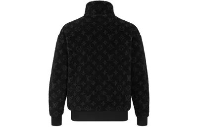 Pre-owned Louis Vuitton Lv Monogram Fleece Full Logo Zipper Jacket Unisex Black
