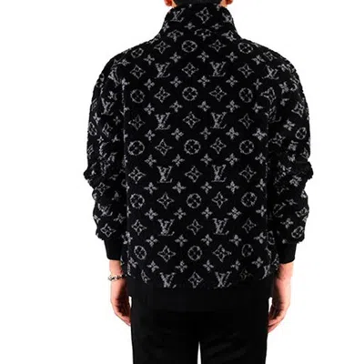Pre-owned Louis Vuitton Lv Monogram Fleece Full Logo Zipper Jacket Unisex Black