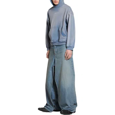 Balenciaga Logo-embroidered Cotton Hoodie In Blue