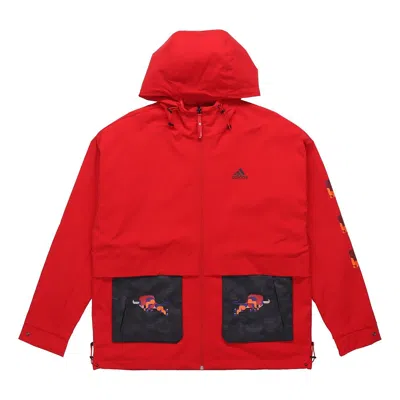 Adidas Originals Adidas Cny Jkt New Year's Edition Casual Sports Hooded Jacket Red