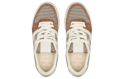 Fendi Match Panelled Leather Low-top Sneakers In Brown